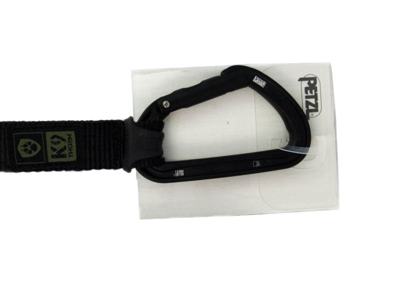K9 Thorn lesă cu dublu grip și carabinieră Petzl, neagră, L