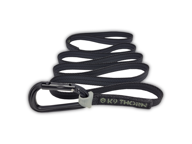 K9 Thorn lesă antiderapantă cu carabinieră Petzl, neagră, XL