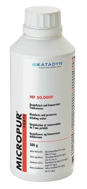 Katadyn Micropur Forte MF 50'000P praf pentru dezinfectarea apei, 500g