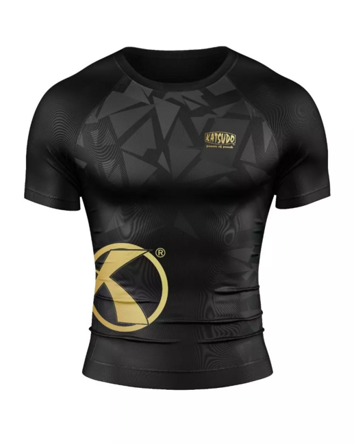 Katsudo Virago tricou rashguard cu mânecă scurtă, negru-auriu