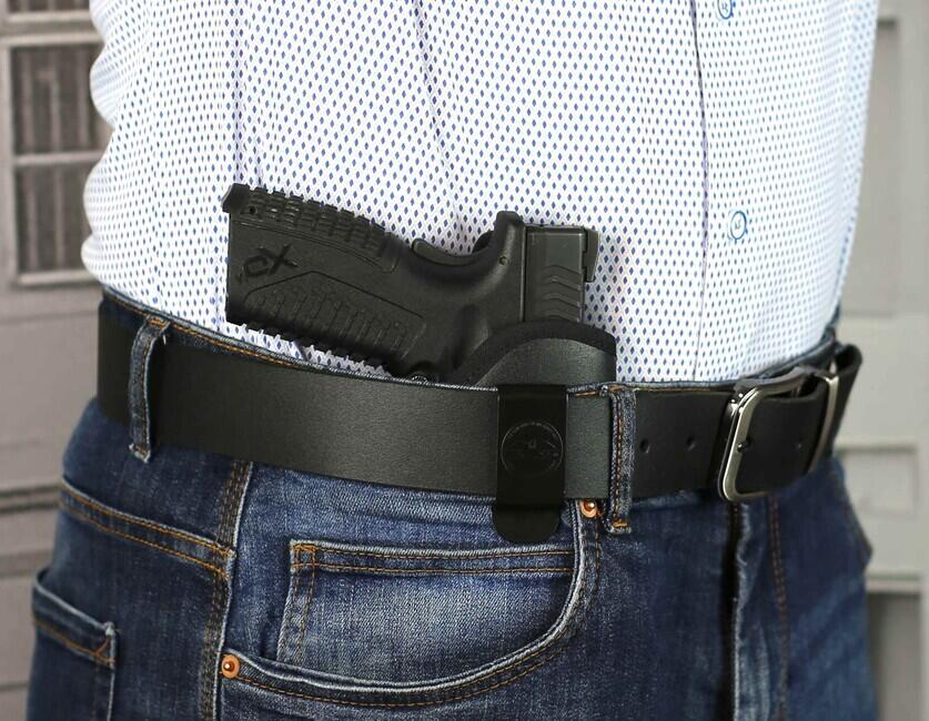 Falco Smith IWB toc nailon pentru purtare în interiorul pantalonilor compatibil cu pistolul Glock 26, negru drept