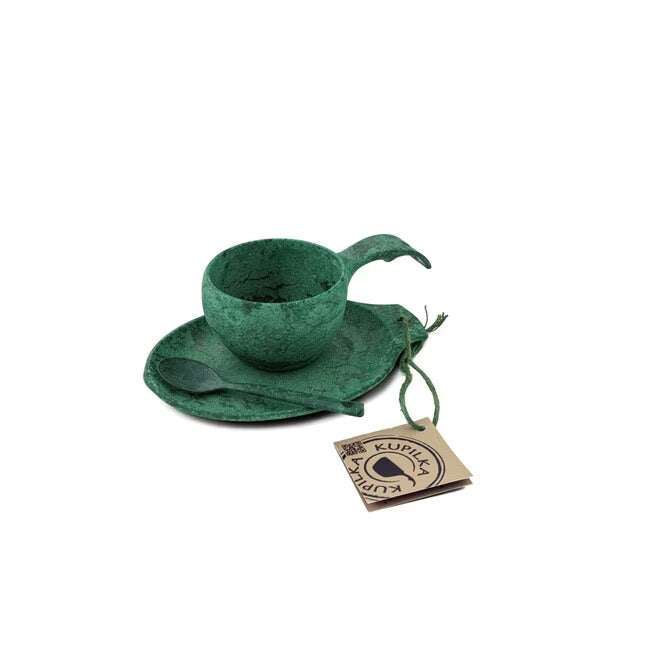 Kupilka cană cu lingură și farfurie, 210 ml, verde