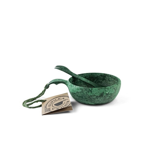 KUPILKA 33 + Spork set cu bol și lingură cu furculiță într-una, verde