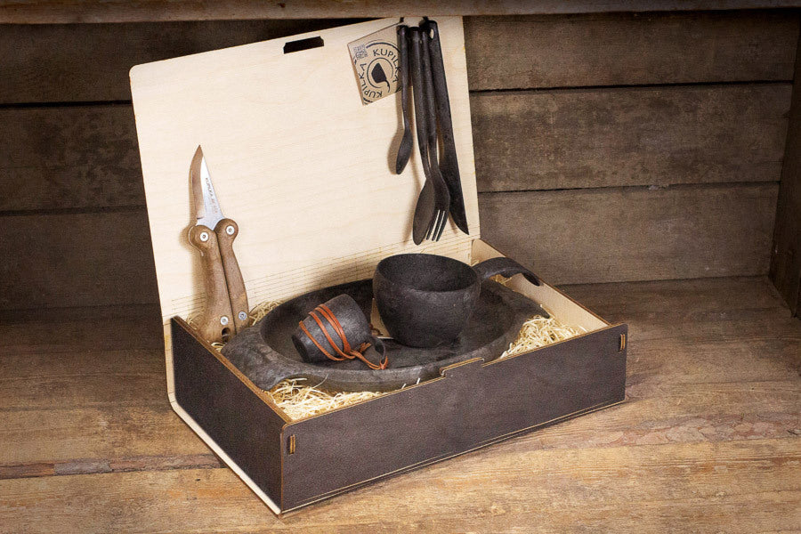 Kupilka Platinum Black set de vase din lemn, negru