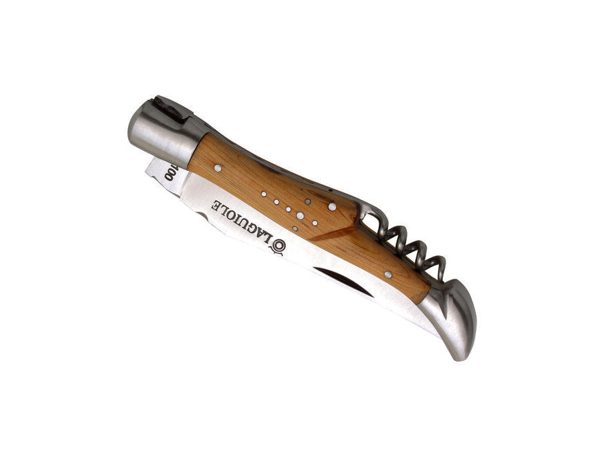Laguiole DUB073 briceag oțel carbon cu tirbușon mâner ienupăr, lamă 12cm