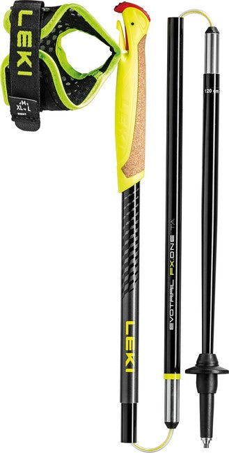 LEKI Evotrail FX.One TA Trail Running bețe, negre-galben neon-antracit închis