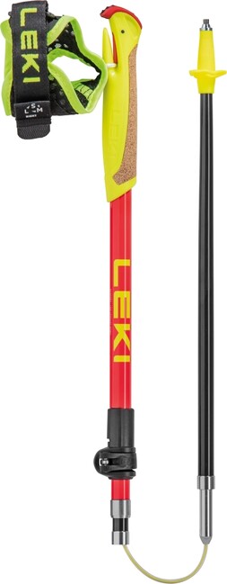 LEKI Ultratrail FX Junior bețe de trail running, carbon natural-roșu aprins-galben neon, 95 - 110 cm