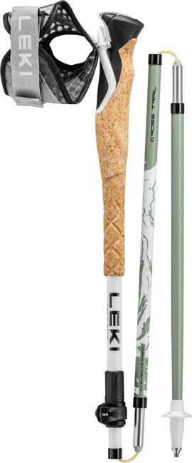 LEKI Cross Trail FX Superlite bețe de trekking, albe-verde invidios-negru, 110 - 130 cm