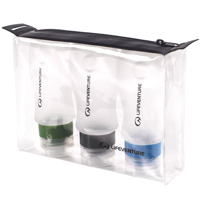 Lifeventure Silicon Bottle Set sticle de călătorie pentru zbor 3 × 89 ml