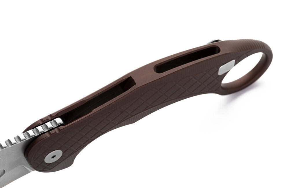 Lionsteel L.E. ONE 1 A ES cuțit tip KARAMBIT Earth Brown/stone washed dezvoltat în colaborare Emerson Design