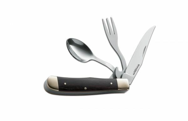 BÖKER® Magnum Bon Appetite set de tacâmuri de camping pliabil, lemn Pakka