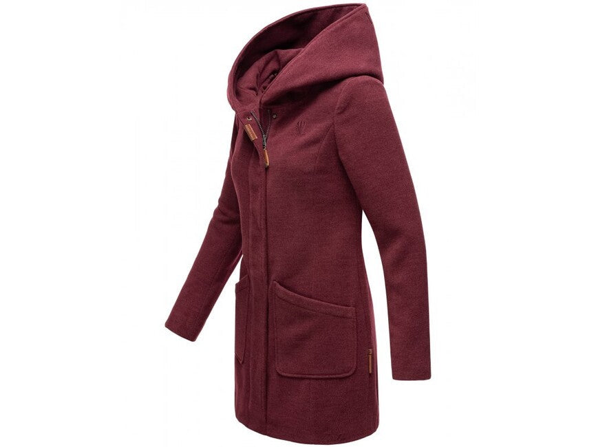 Marikoo MAIKOO palton de iarnă pentru femei cu glugă, Dark red