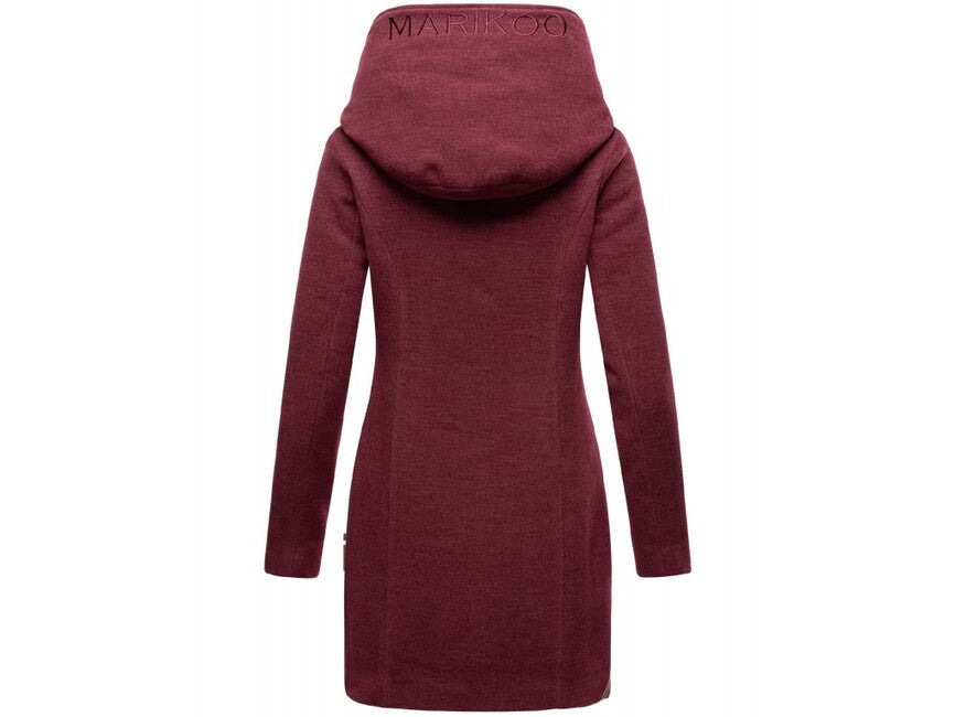 Marikoo MAIKOO palton de iarnă pentru femei cu glugă, Dark red