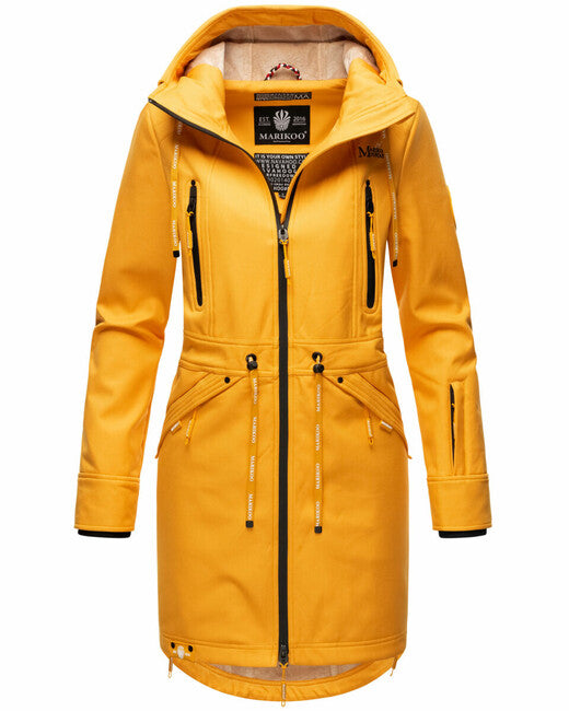 Marikoo Racquelle geacă softshell pentru femei cu glugă, amber yellow