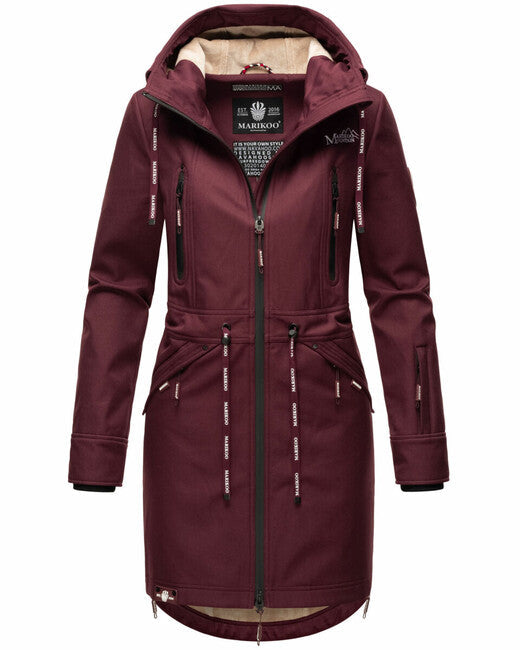 Marikoo Racquelle geacă softshell pentru femei cu glugă, wine