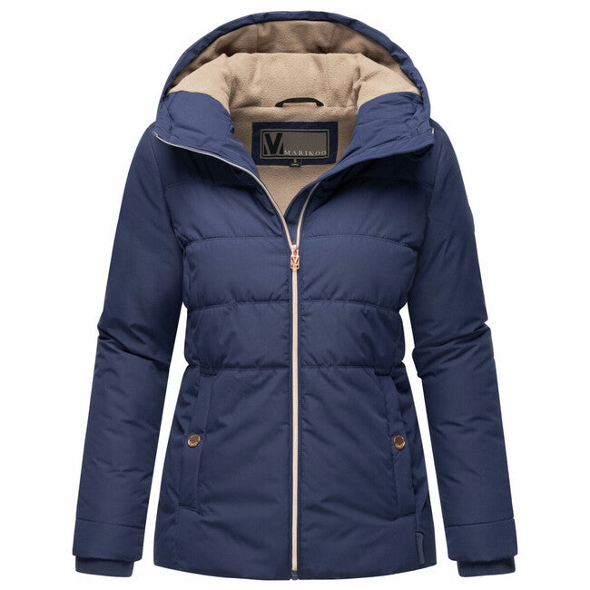 Marikoo Alemee geacă de iarnă pentru femei cu glugă, Bright navy