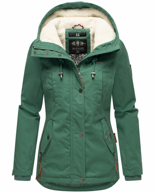 Marikoo Bikoo parka de iarnă pentru femei cu glugă, dusty green