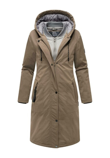 Marikoo Ledalaa parka de iarnă pentru femei cu glugă, stone brown
