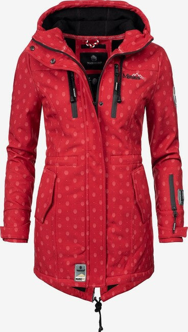 Marikoo ZIMTZICKE P geacă softshell pentru femei de iarnă cu glugă, Red w. P