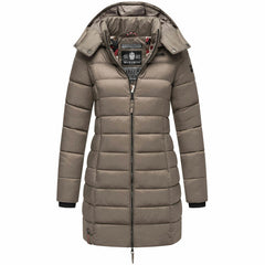 Marikoo ABENDSTERNCHEN palton piquat pentru femei cu glugă, Stone brown