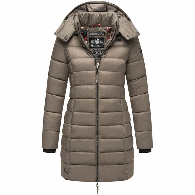Marikoo ABENDSTERNCHEN palton piquat pentru femei cu glugă, Stone brown