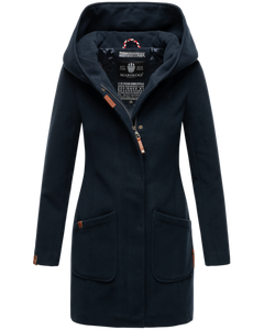 Marikoo MAIKOO palton de iarnă pentru femei cu glugă, Dark navy