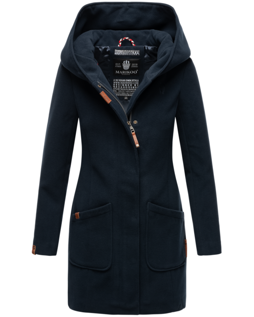 Marikoo MAIKOO palton de iarnă pentru femei cu glugă, Dark navy
