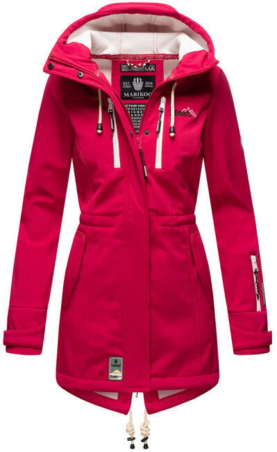 Marikoo ZIMTZICKE geacă softshell de iarnă pentru femei cu glugă, fucsia