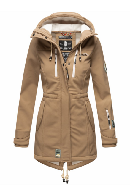 Marikoo ZIMTZICKE geacă softshell de iarnă pentru femei cu glugă, Taupe grey