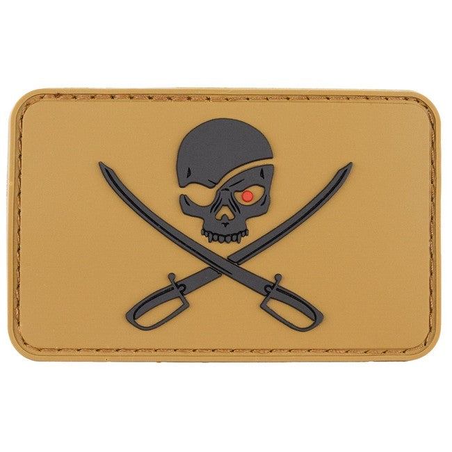MFH emblemă 3D crani cu sabie pe bandă velcro, coyote tan