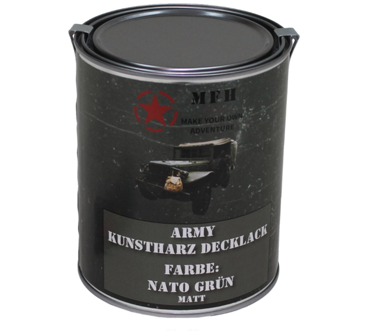 MFH bidon militar vopsea, verde NATO mat, 1 litru