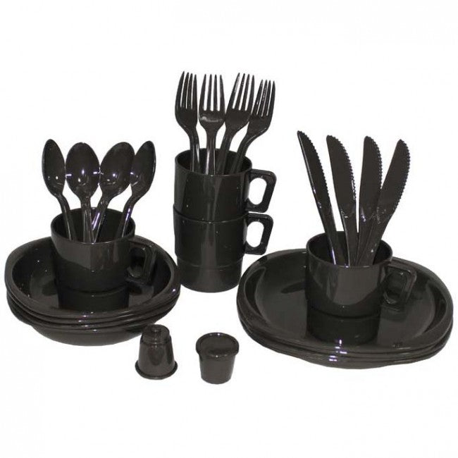 MFH Camping set de vase din plastic 26 piese pentru 4 persoane, oliv