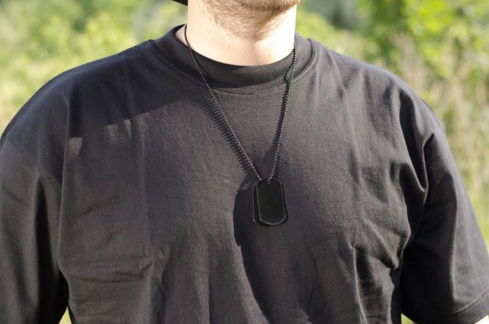 MFH Dog-Tags plăcuțe de identificare cu lanț, negre