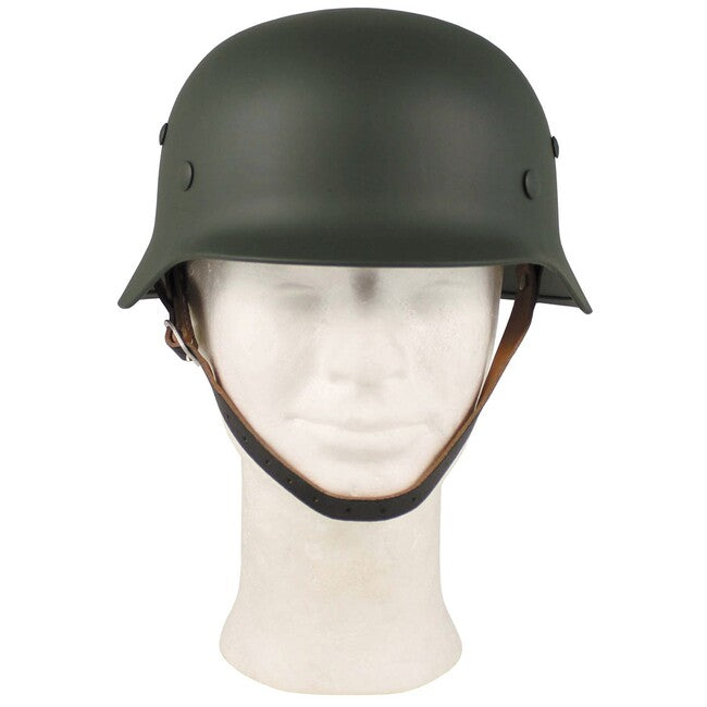 MFH cască metalică WW II cu interior din piele, OD Green