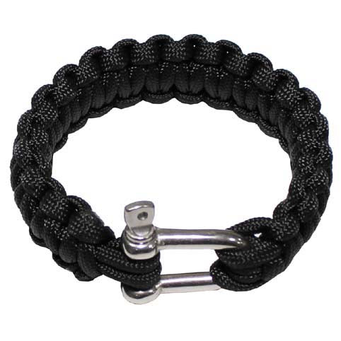 MFH brățară paracord, neagră, cataramă din metal