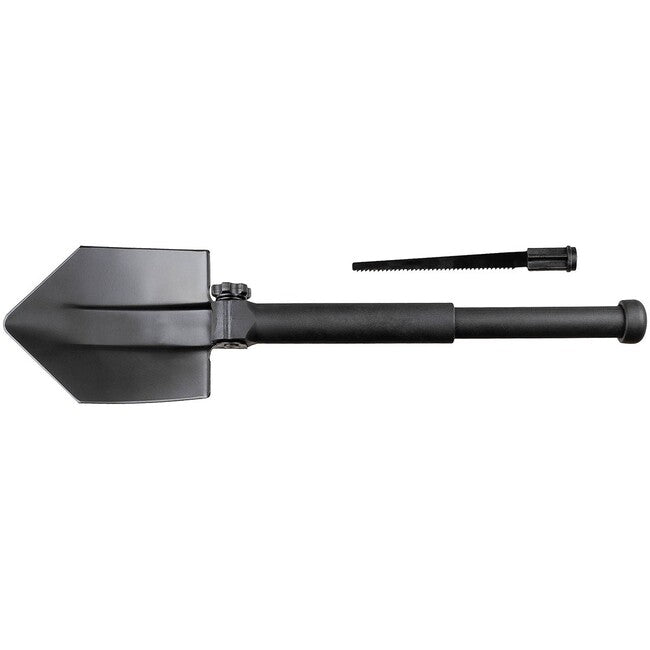 MFH Lopată pliabilă cu coadă telescopică și ferăstrău, neagră