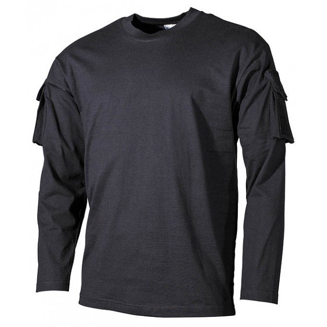MFH tricou US lung cu buzunare velcro pe mâneci, negru