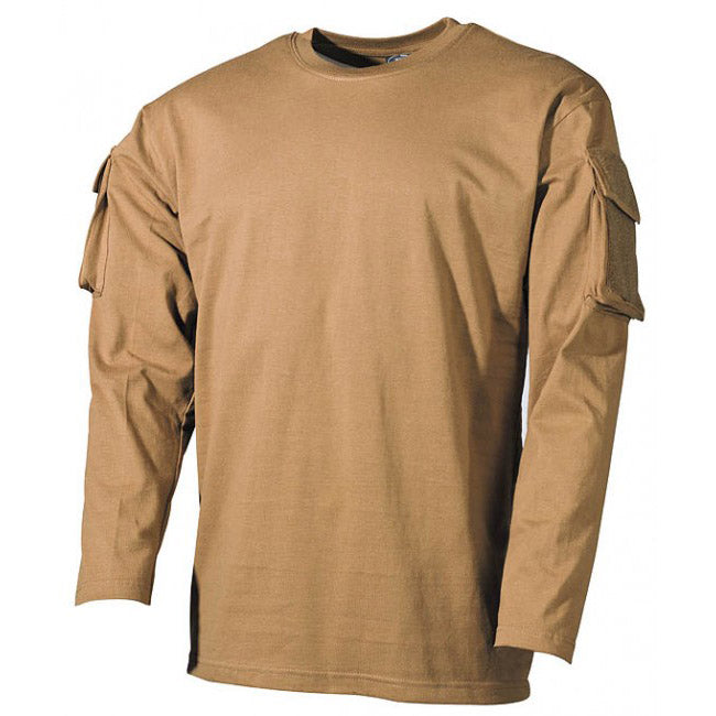 MFH tricou lung US cu buzunare velcro pe mâneci, Coyote