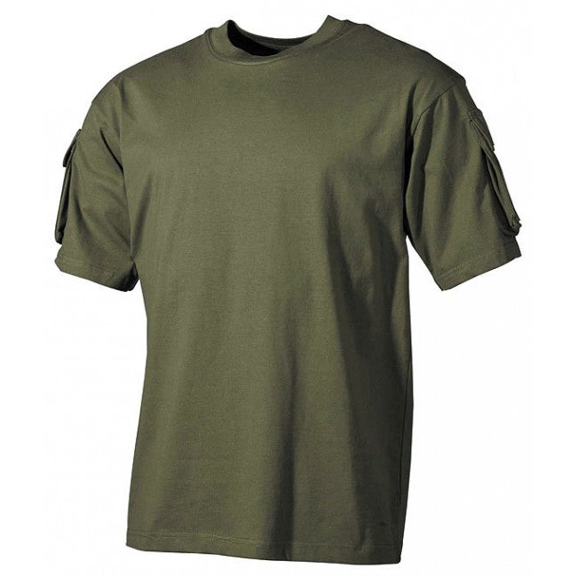 MFH tricou US cu buzunare velcro pe mâneci, oliv