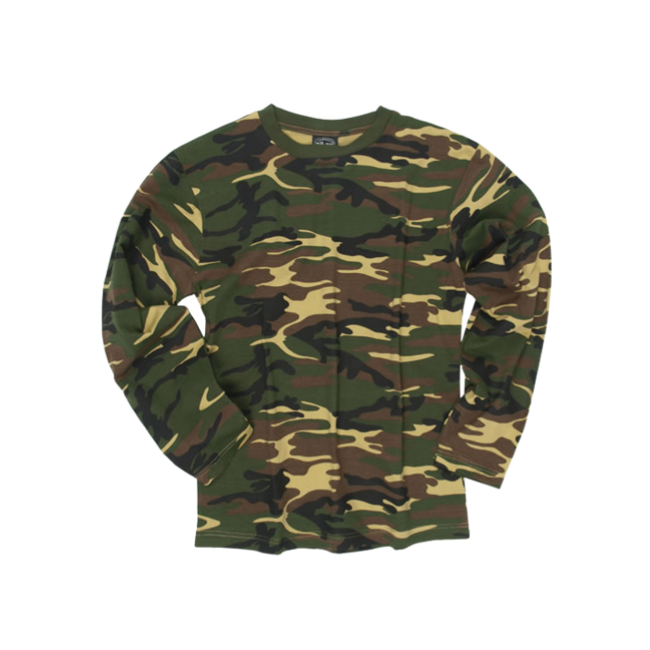 Mil-Tec tricou cu mânecă lungă din bumbac, Woodland