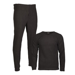 Mil-Tec set fleece de lenjerie intimă cu decolteu rotund, negru