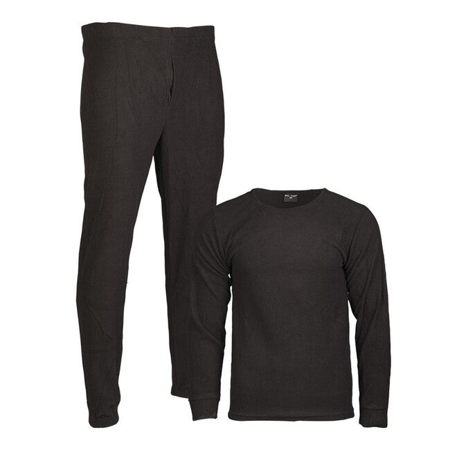 Mil-Tec set fleece de lenjerie intimă cu decolteu rotund, negru