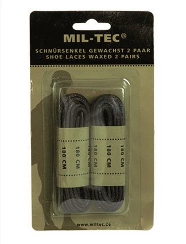 Mil-Tec șireturi ceruite pentru bocanci, negre, 140cm
