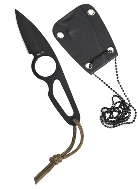 Mil-Tec cuțit pe gât cu teacă Kydex, negru, 16cm