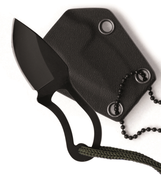 Mil-Tec cuțit pe gât cu teacă Kydex, negru, 9cm