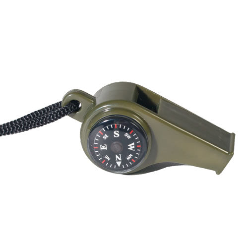 Mil-Tec fluierul din plastic cu busolă și termometru W.COMPASS A.THERMOMETER