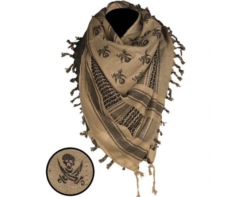 Mil-Tec Skull bandană coyote, neagră, 110 x 110cm