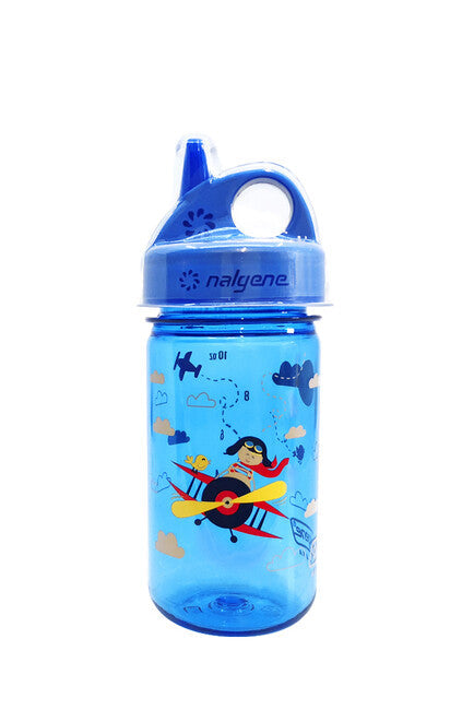 Nalgene Grip-n-Gulp Sustain sticlă pentru copii 0,35 l, albastră Avion dublu