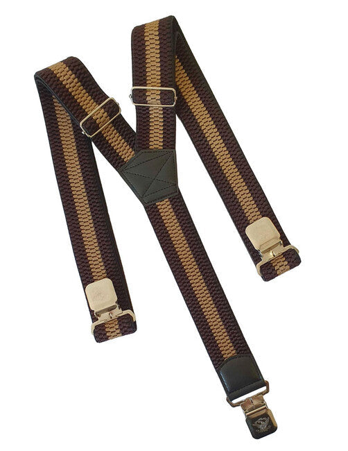 TopGal Natur Stripes clip bretele pentru pantaloni, maro