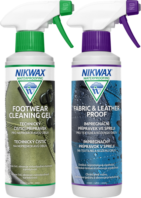 Nikwax Twin Fabric & Leather Spray / Footwear Cleaning Gel set 2 buc preparate 300ml